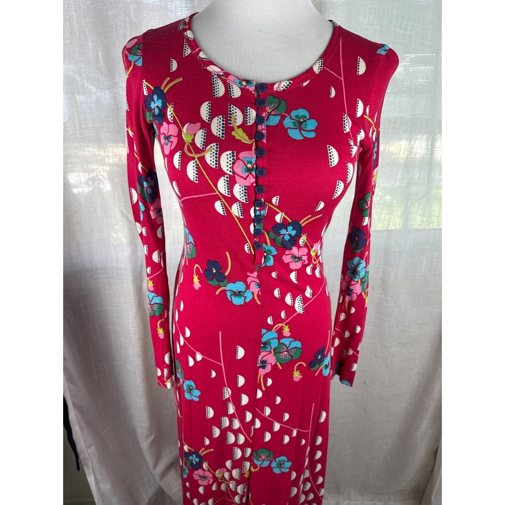 Vintage St Gillian Kay Unger Pink Floral Maxi Dress ILGWU 70s Long Sleeve Size 6 - Picture 4 of 12